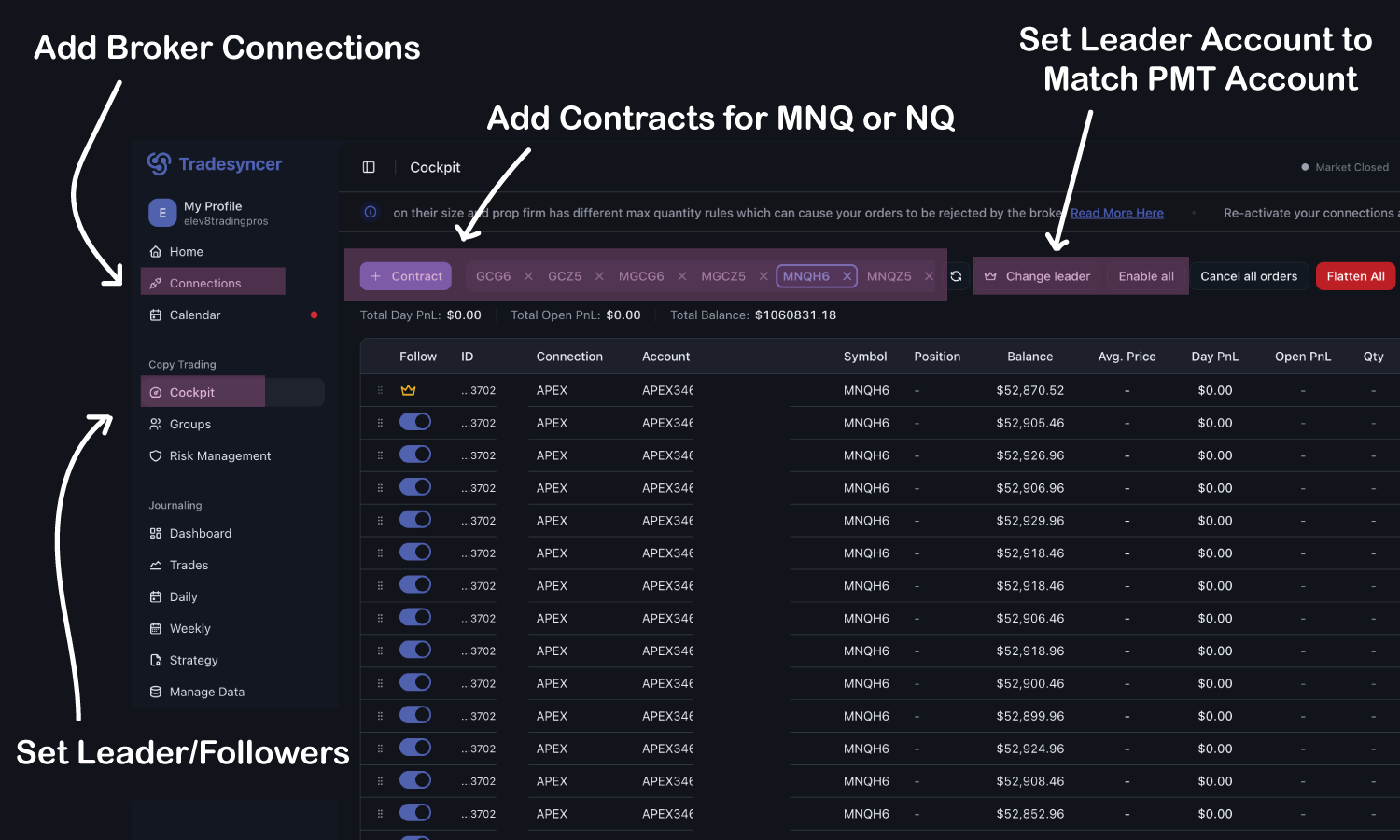 TradeSyncer Multi-Account Setup
